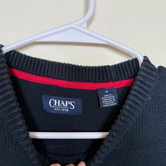 Vintage Chaps Navy Blue American Flag Sweater Size Medium - Picture 4 of 5